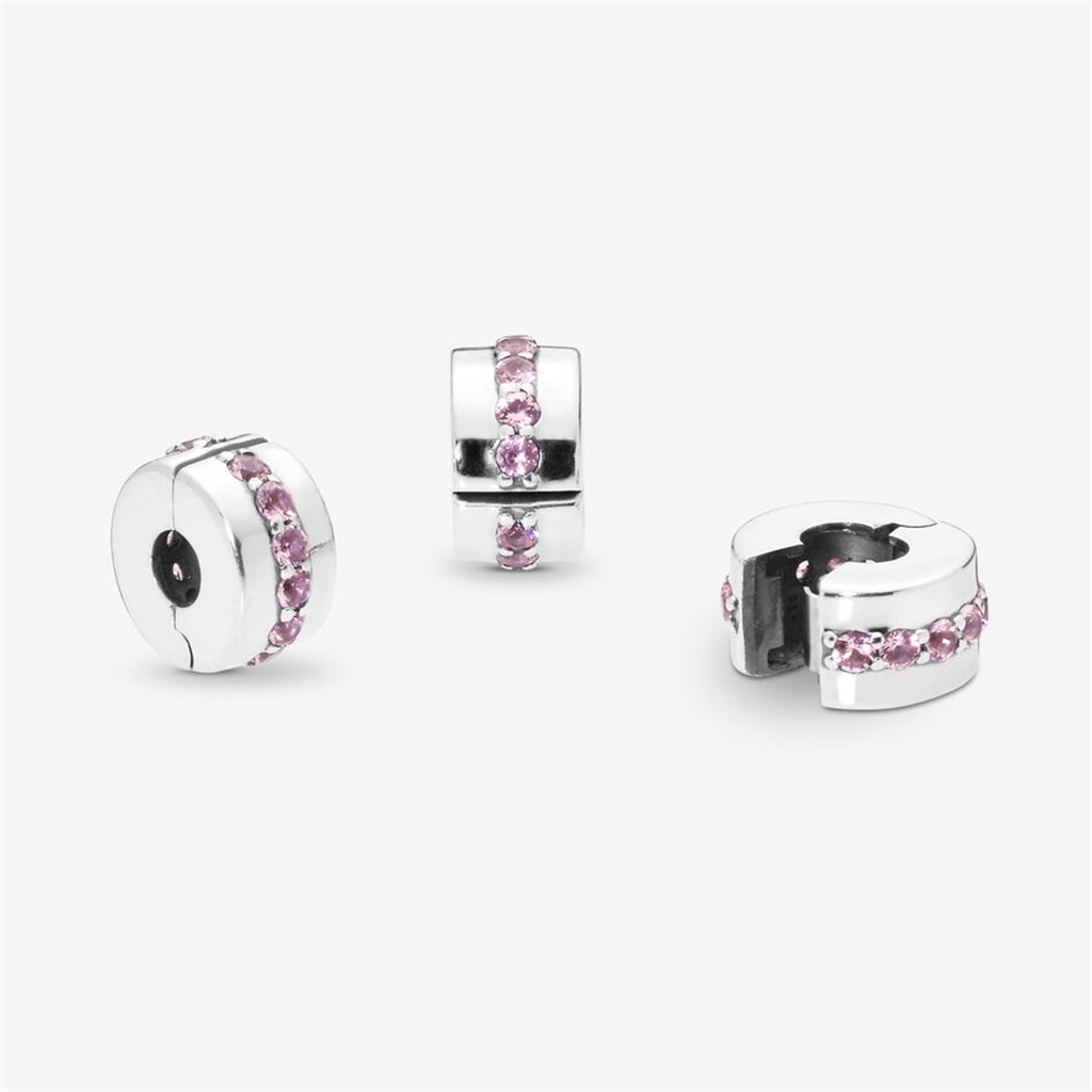 Pandora Moments Pink Sparkling Row Clip Charm