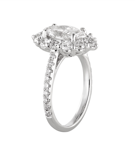 14K White Gold Marquise Center Lab Grown Diamond Engagement Ring