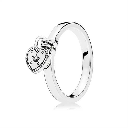 Pandora Heart Shaped Padlock Ring Size 6