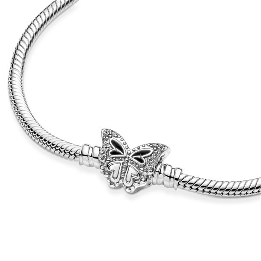 Pandora Moments Butterfly Clasp Snake Chain Bracelet Size 17