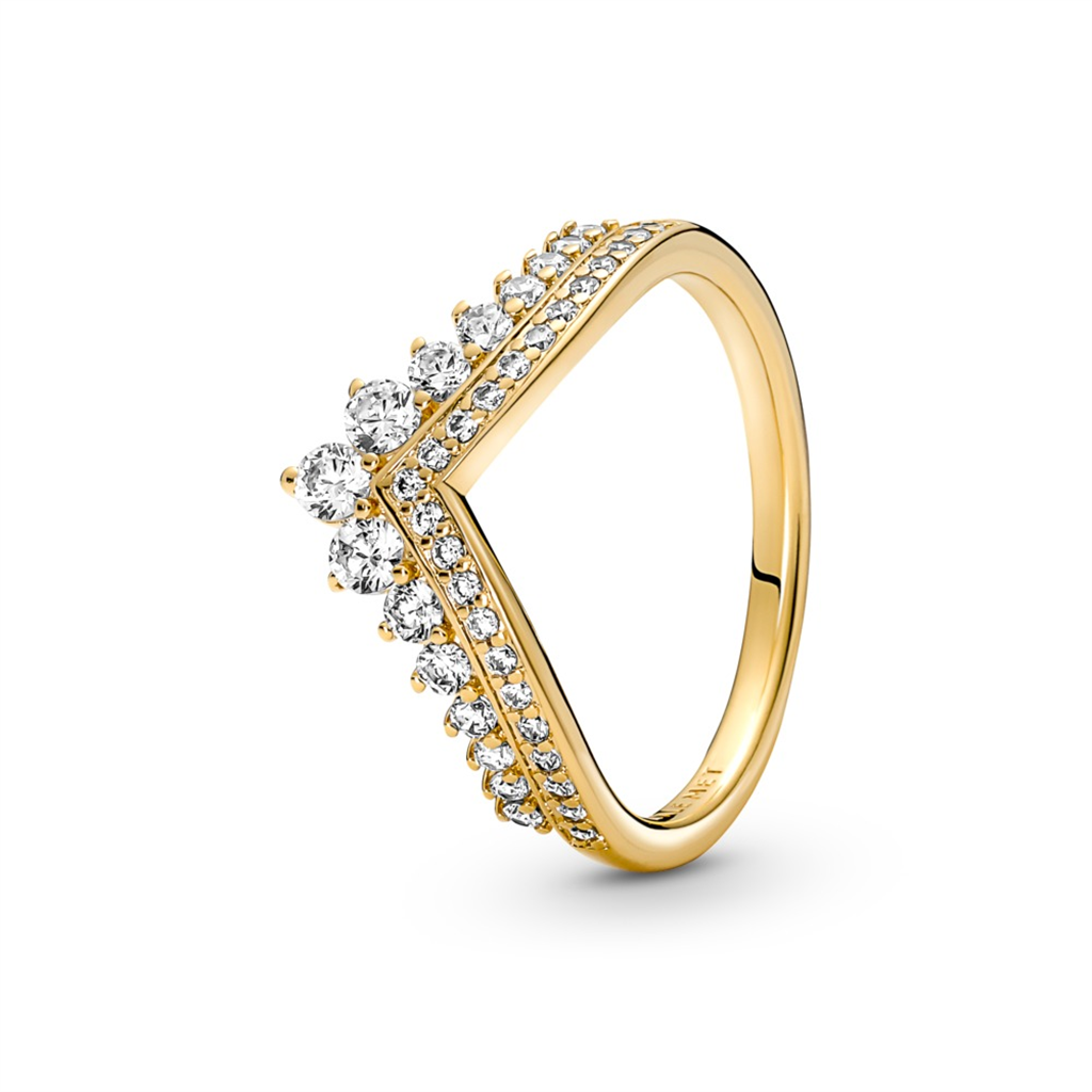 Pandora Timeless Gold Plated Wish Tiara Ring Size 52
