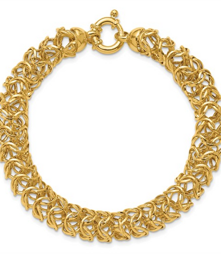 Ladies 14K Yellow Gold Polished Woven Link Bracelet