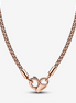 Pandora Moments Rose Heart Clasp Studded Chain Necklace 45 cm