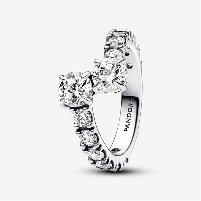 Pandora Timeless Sparkling Overlapping Band Ring Size 6