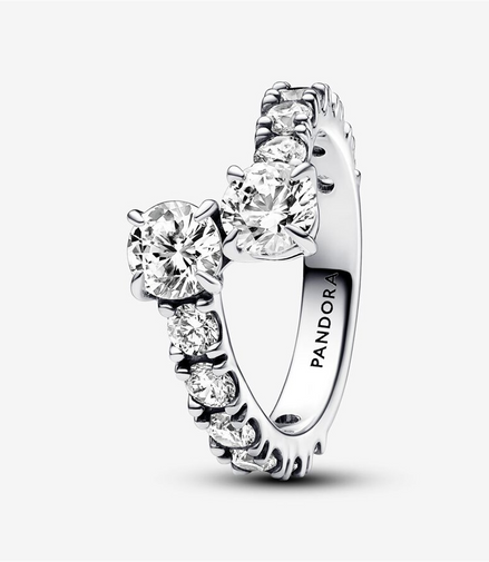 Pandora Timeless Sparkling Overlapping Band Ring Size 6