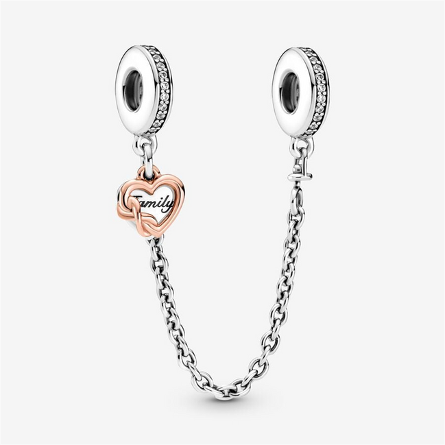 Pandora Moments Family Heart Safety Chain Charm
