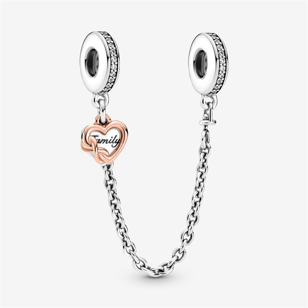 Pandora Moments Family Heart Safety Chain Charm