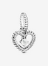 Pandora Moments April Milky White Beaded Heart Dangle Charm