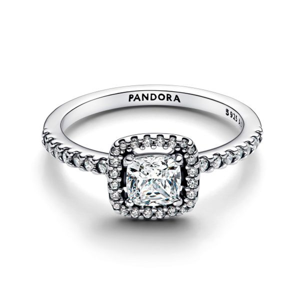 Pandora Sparkling Square Halo Ring Size 8.5