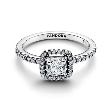 Pandora Sparkling Square Halo Ring Size 9