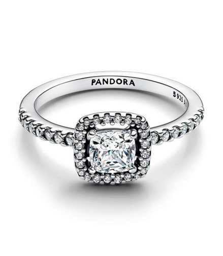 Pandora Sparkling Square Halo Ring Size 9