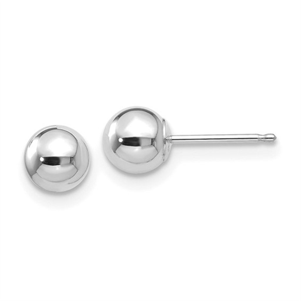 14K White Gold Polished Ball Post Earrings