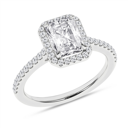 Revelation 14K Gold  2.25 CTW Radiant-Cut Lab Grown Diamond Halo Engagement Ring