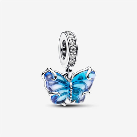 Pandora Moments Blue Murano Glass Butterfly Dangle Charm