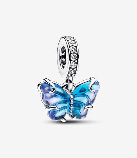 Pandora Moments Blue Murano Glass Butterfly Dangle Charm