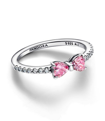 Pandora Moments Sparkling Pink Bow Ring Size 7.5