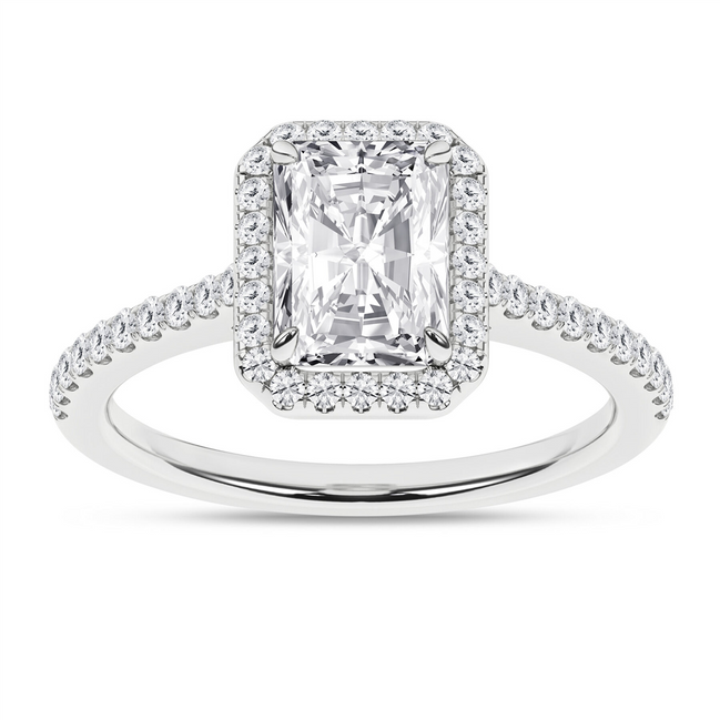 Revelation 14K Gold  2.25 CTW Radiant-Cut Lab Grown Diamond Halo Engagement Ring