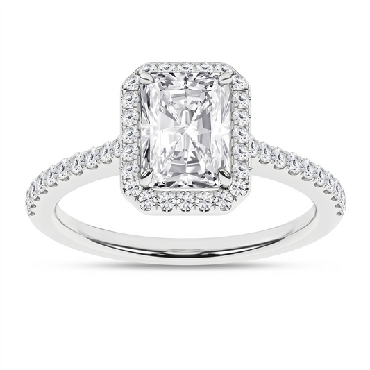 14K Gold  2.25 CTW Radiant-Cut Lab Grown Diamond Halo Engagement Ring