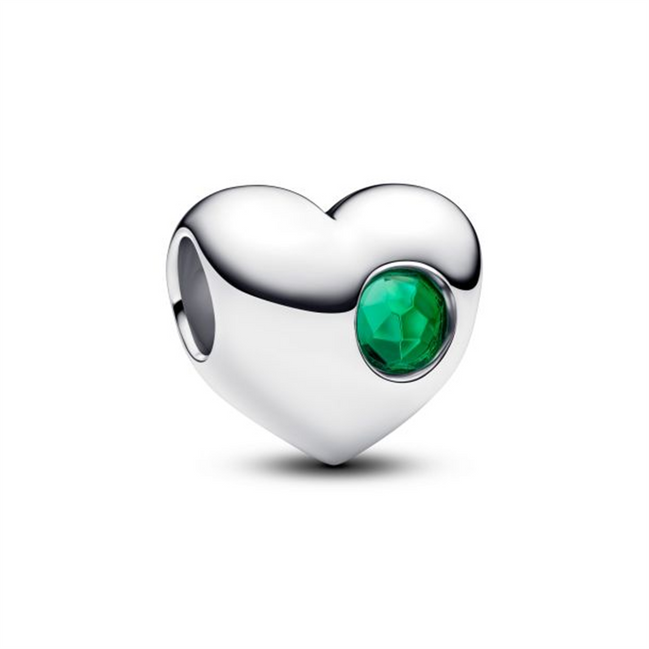 Pandora Engravable Green Stone Heart Charm