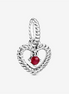 Pandora Moments January Dark Red Beaded Heart Dangle Charm