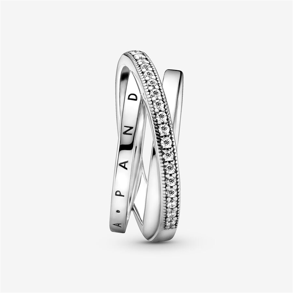 Pandora Signature Crossover Pavé Triple Band Ring Size 6