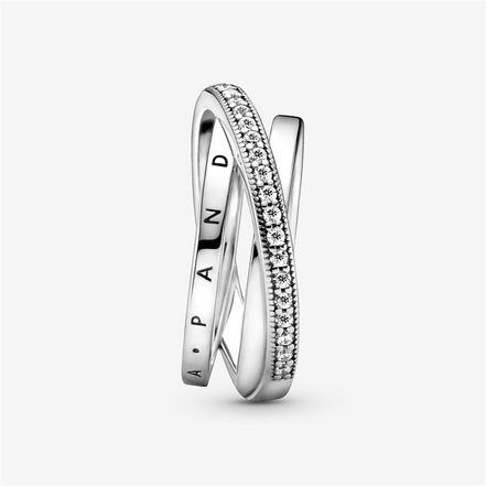 Pandora Signature Crossover Pavé Triple Band Ring Size 7