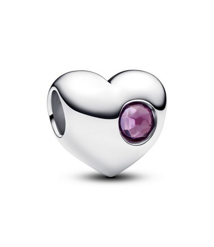 Pandora Engravable Purple Stone Heart Charm