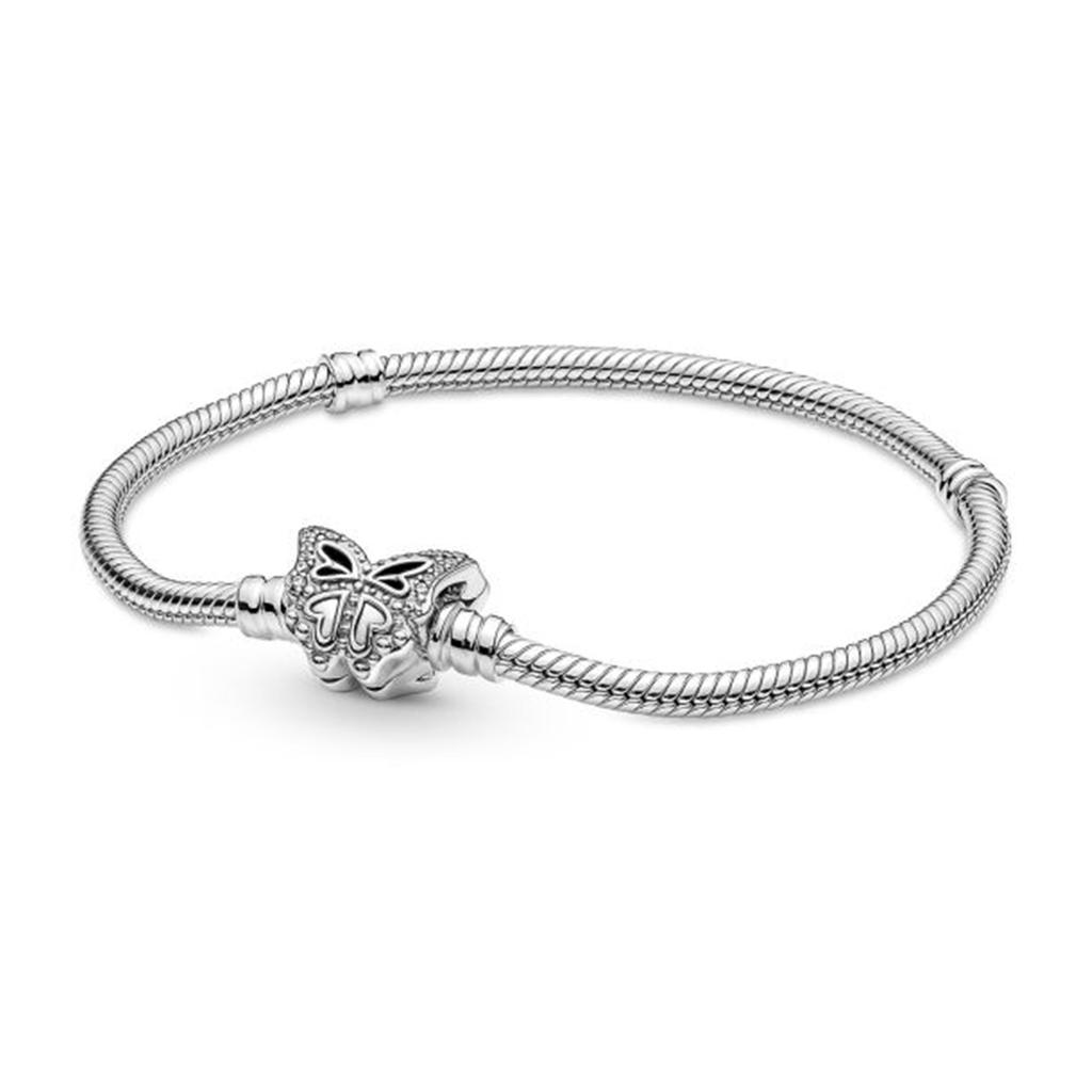 Pandora Moments Butterfly Clasp Snake Chain Bracelet Size 17