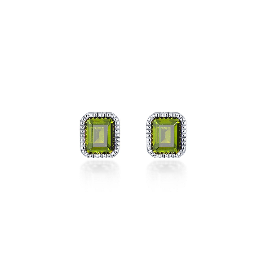 Lafonn 1.76 CTW  Simulated Diamond And Peridot March Birthstone Solitaire Stud Earrings