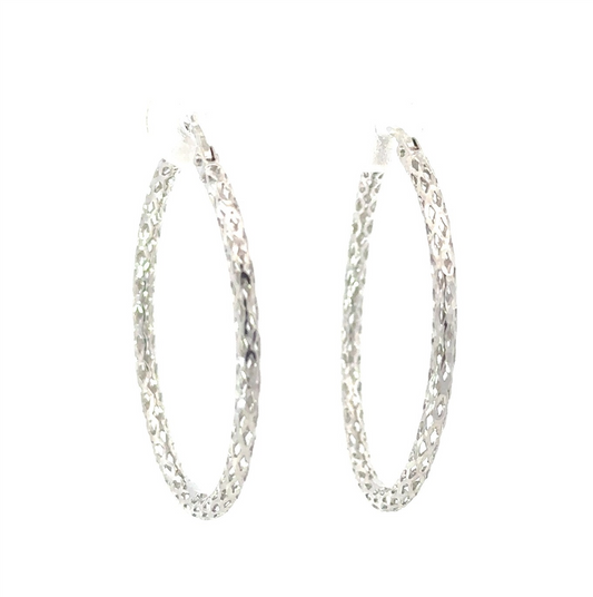 14Kw Diamond Cut Hoop Earrings