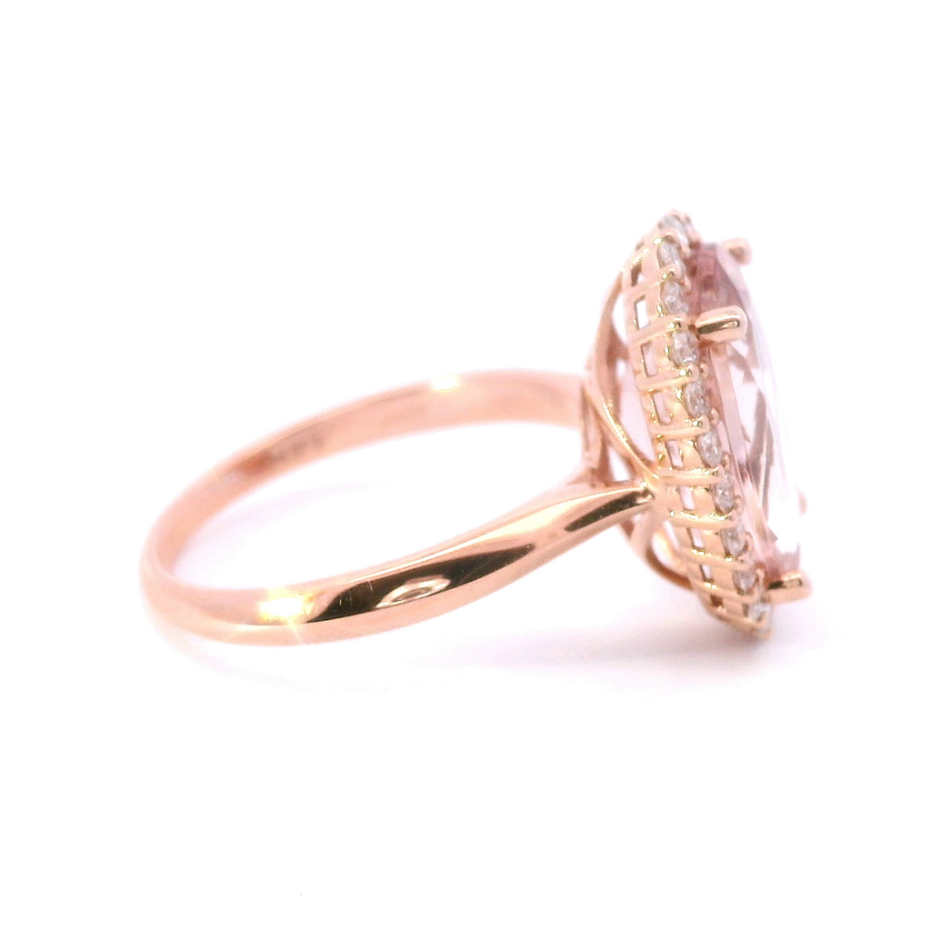 14K Rose Gold, Diamond And Morganite Fashion Ring