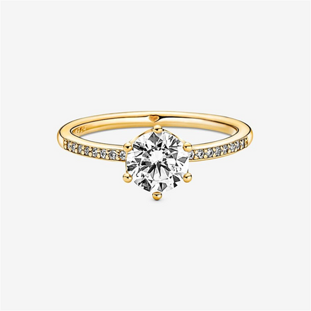 Pandora Timeless Clear Sparkling Crown Solitaire Ring Size 54
