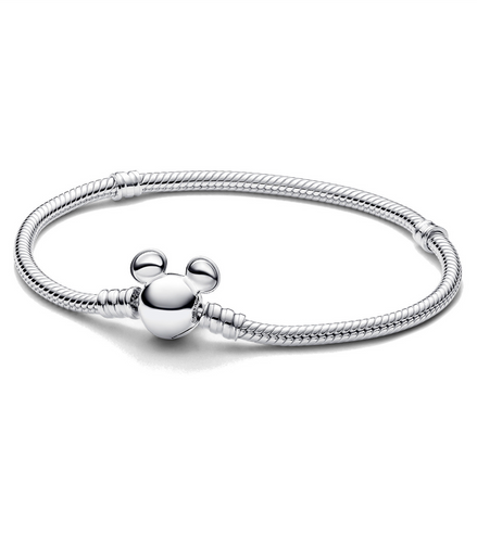 Pandora Moments Disney Mickey Mouse Clasp Snake Chain Bracelet Size 19