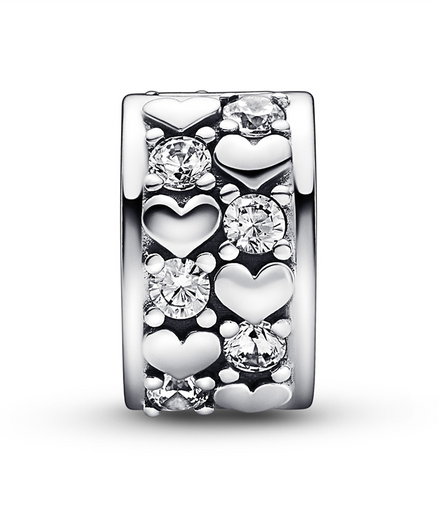 Pandora Moments Infinite Hearts Sparkling Clip Charm