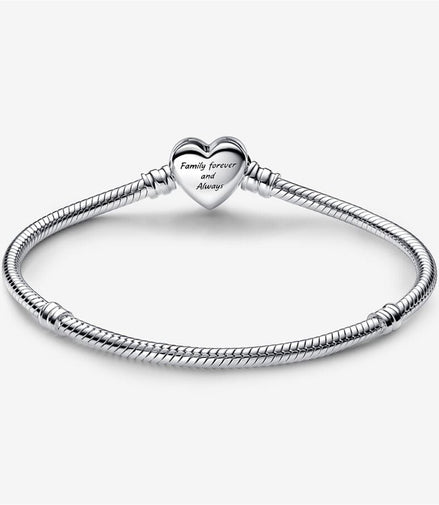 Pandora Moments Sparkling Infinity Heart Clasp Snake Chain Bracelet Size 17