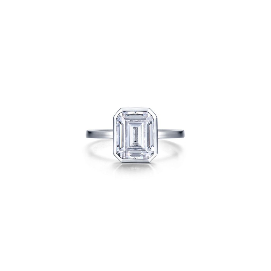 Lafonn 2.62 CTW Simulated Diamond Emerald-Cut Bezel-Set Ring Size 6