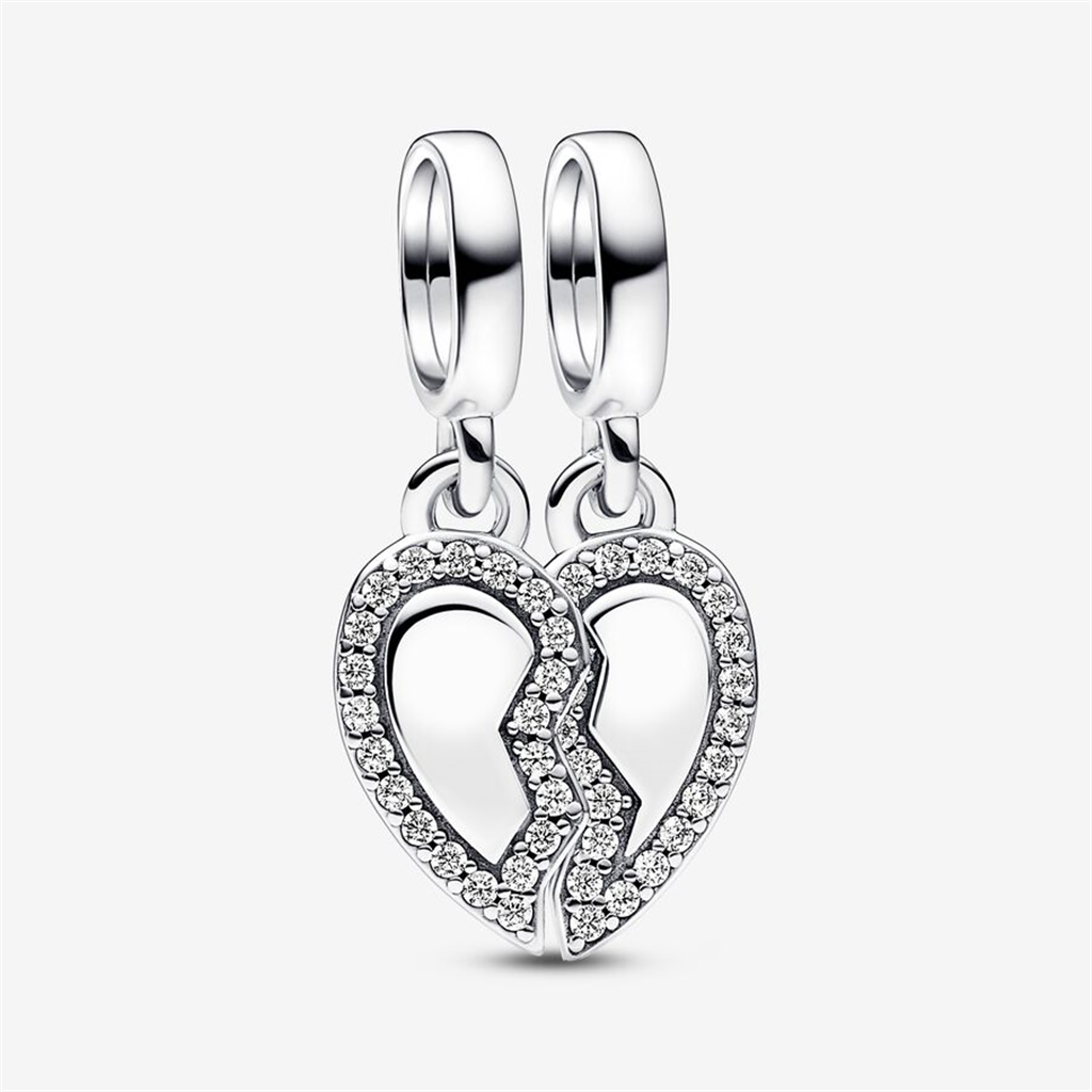 Pandora Moments "FriendsTo The End"  Splittable Heart Dangle Charm