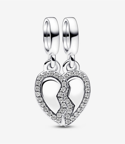 Pandora Moments "FriendsTo The End"  Splittable Heart Dangle Charm