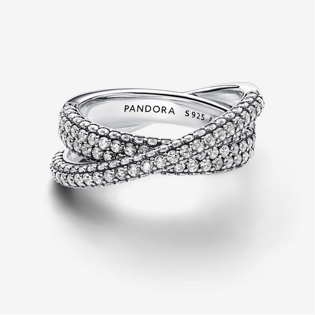 Pandora Timeless Pavé Crossover Dual Band Ring Size 7.5