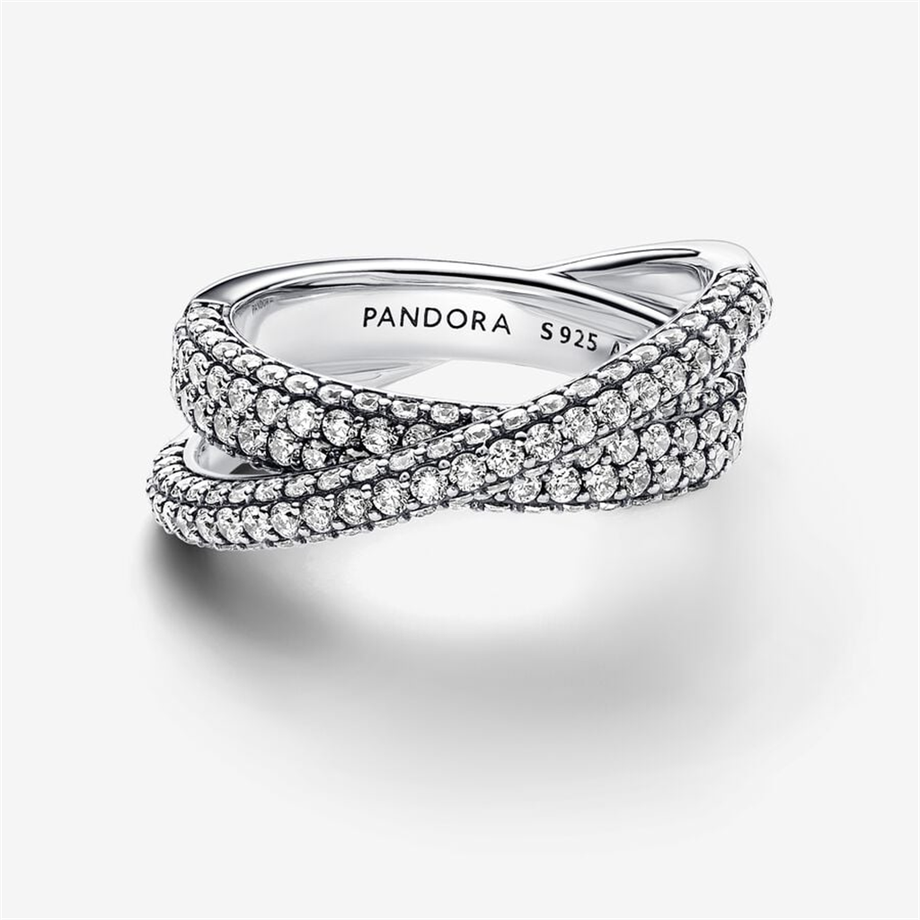 Pandora Timeless Pavé Crossover Dual Band Ring Size 7.5