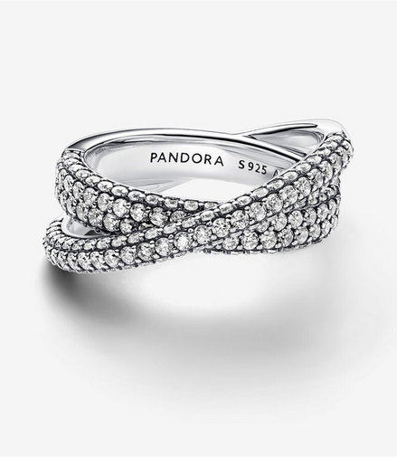 Pandora Timeless Pavé Crossover Dual Band Ring Size 7.5