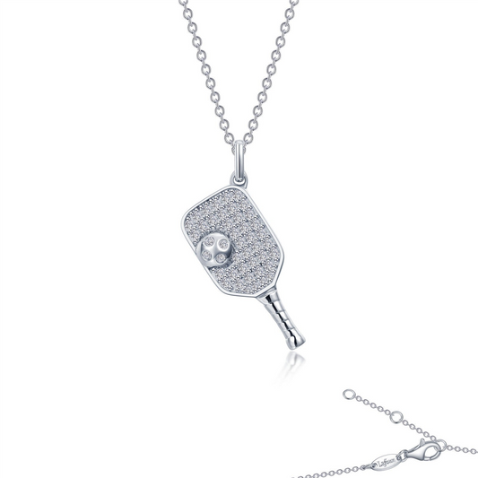 Lafonn 0.42 CTW Simulated Diamond Pickleball Paddle and Ball Necklace