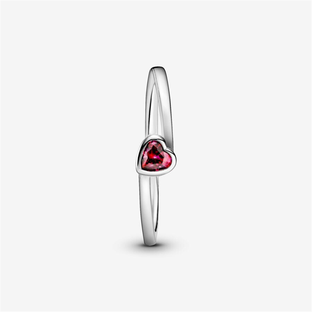 Pandora Moments Red Tilted Heart Solitaire Ring Size 7