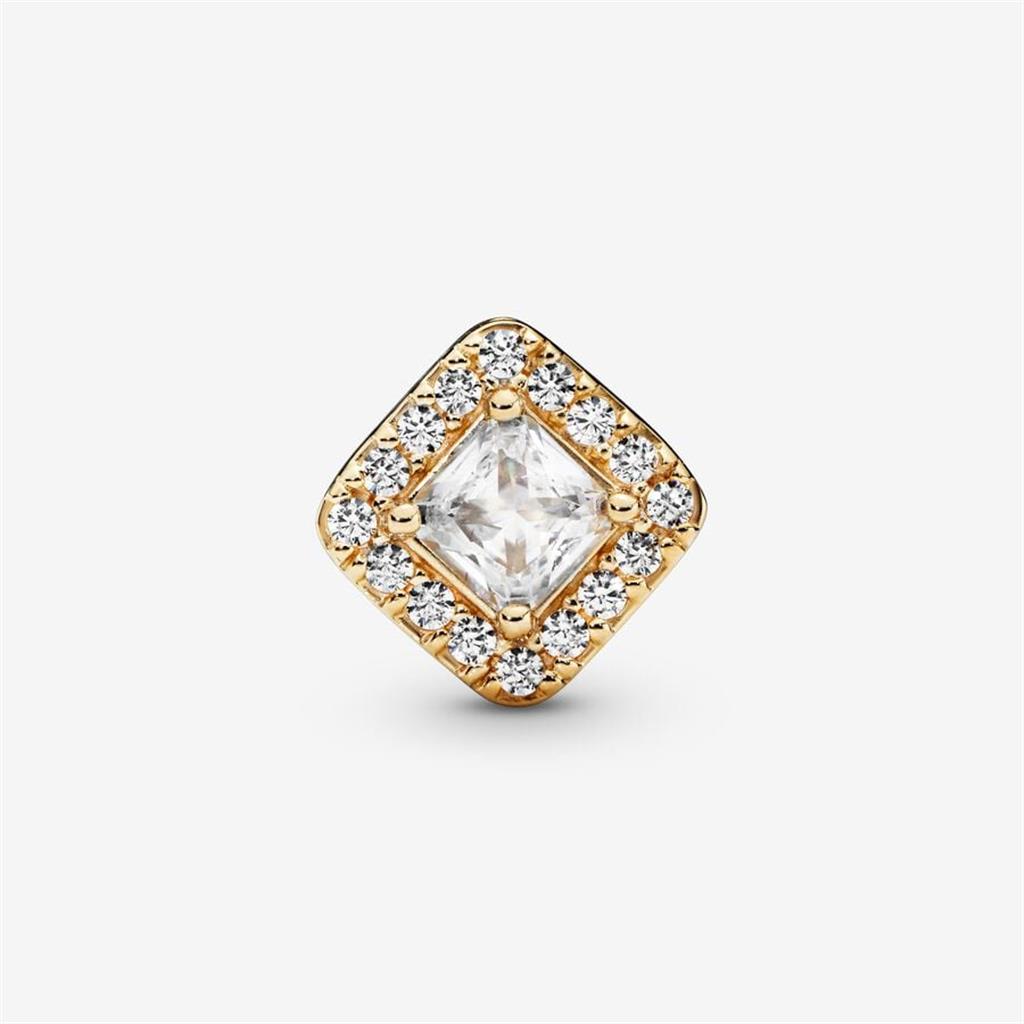 Pandora Timeless 14K Gold  Square Sparkle Halo Charm