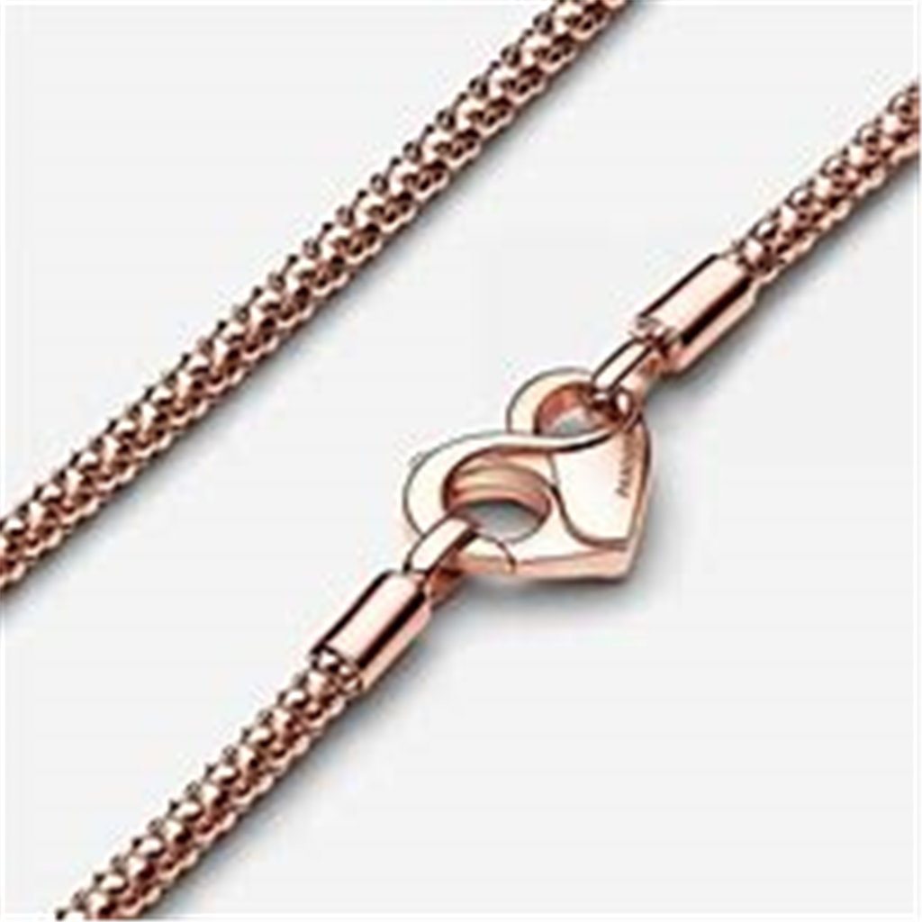 Pandora Moments Rose Heart Clasp Studded Chain Necklace 45"