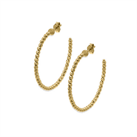 Desmos 18K Gold Overlay 35mm Slash Diamond-Cut Hoop Earrings