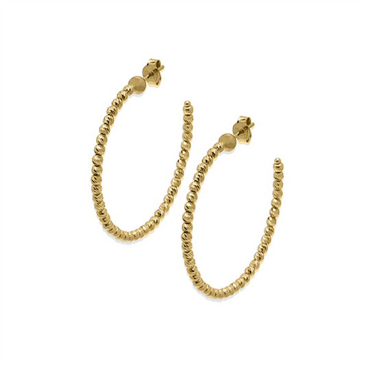 Desmos 18K Gold Overlay 35mm Slash Diamond-Cut Hoop Earrings
