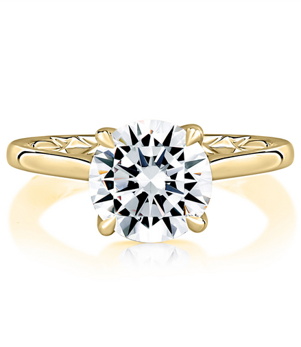 A.JAFFE 14K Gold Classic Four Prongs Solitaire Round Center Diamond Semi-Mount Engagement Ring