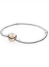 Pandora Moments Rose Heart Clasp Snake Chain Bracelet Size 19