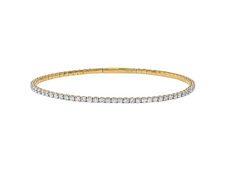 14K Yellow Gold And 1.51 CTW Diamond Flex Bangle Bracelet